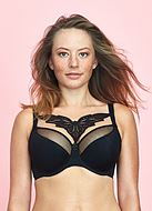 Full cup bra, mesh, decorative details, B to L-cup